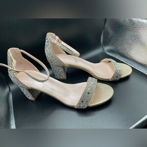 Db Studio Sparkling block dress heels with Ankle Strap Shiny luxury NEW